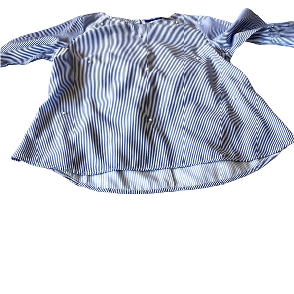 Apt. 9 Embellished Bell Sleeve Blue & White Stripe with Pearls Small - Picture 5 of 15